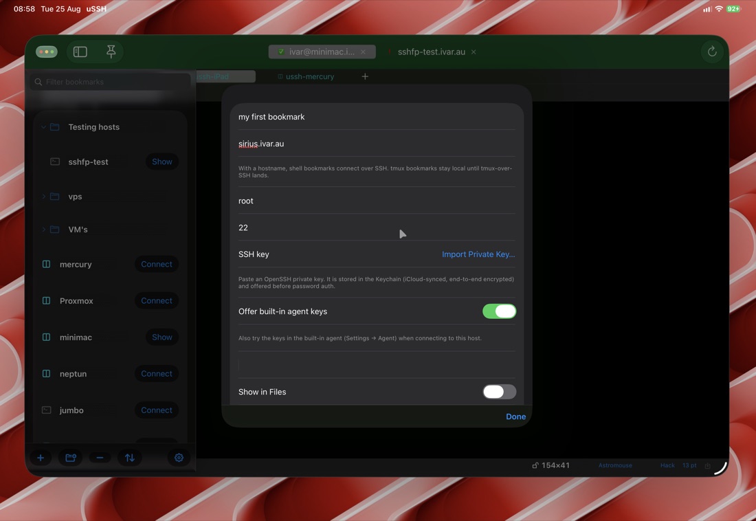 The bookmark editor on iPad